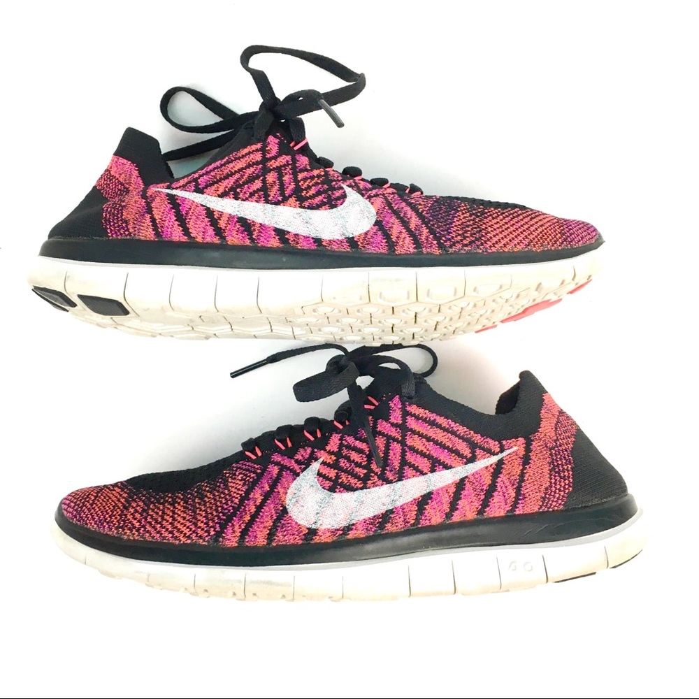 Nike Free 4.0 Flyknit Sneakers Pink and Black 8 - Picture 6 of 9